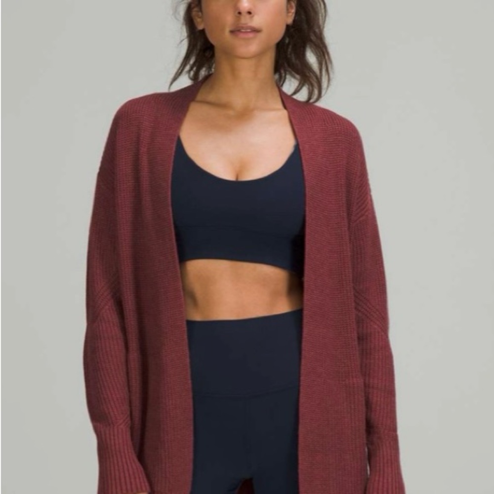 Lululemon Cashlu Sweater Wrap Heathered Mule Wine